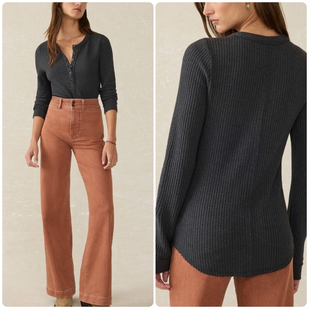 Faherty Legend Apres Waffle Henley Black